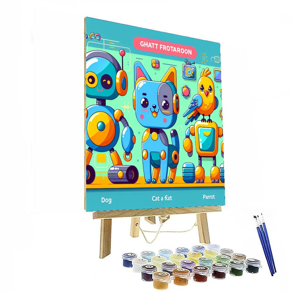 Sassy Robot Pets Painting By Numbers Kit