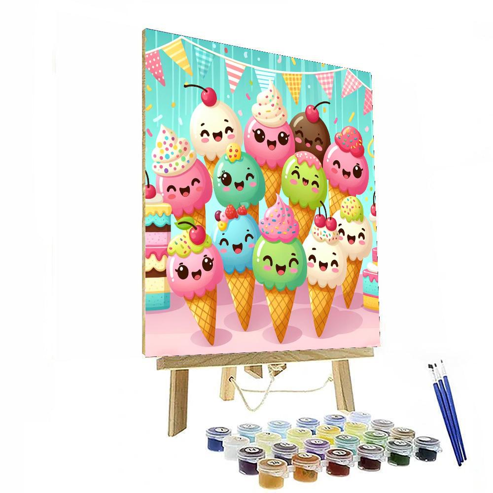Joyful Ice Cream Adventure Painting By Numbers Kit