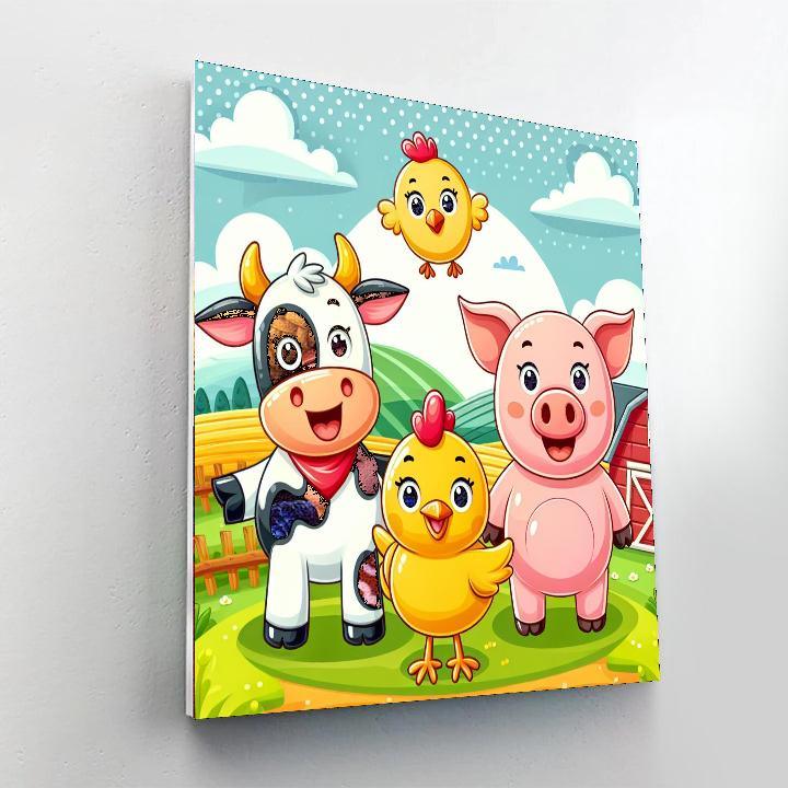 Farmyard Friends Fun Paint By Numbers Art