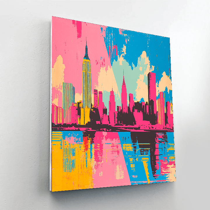 Andy Warhol Inspired Retro City Skyline  Paint By Color