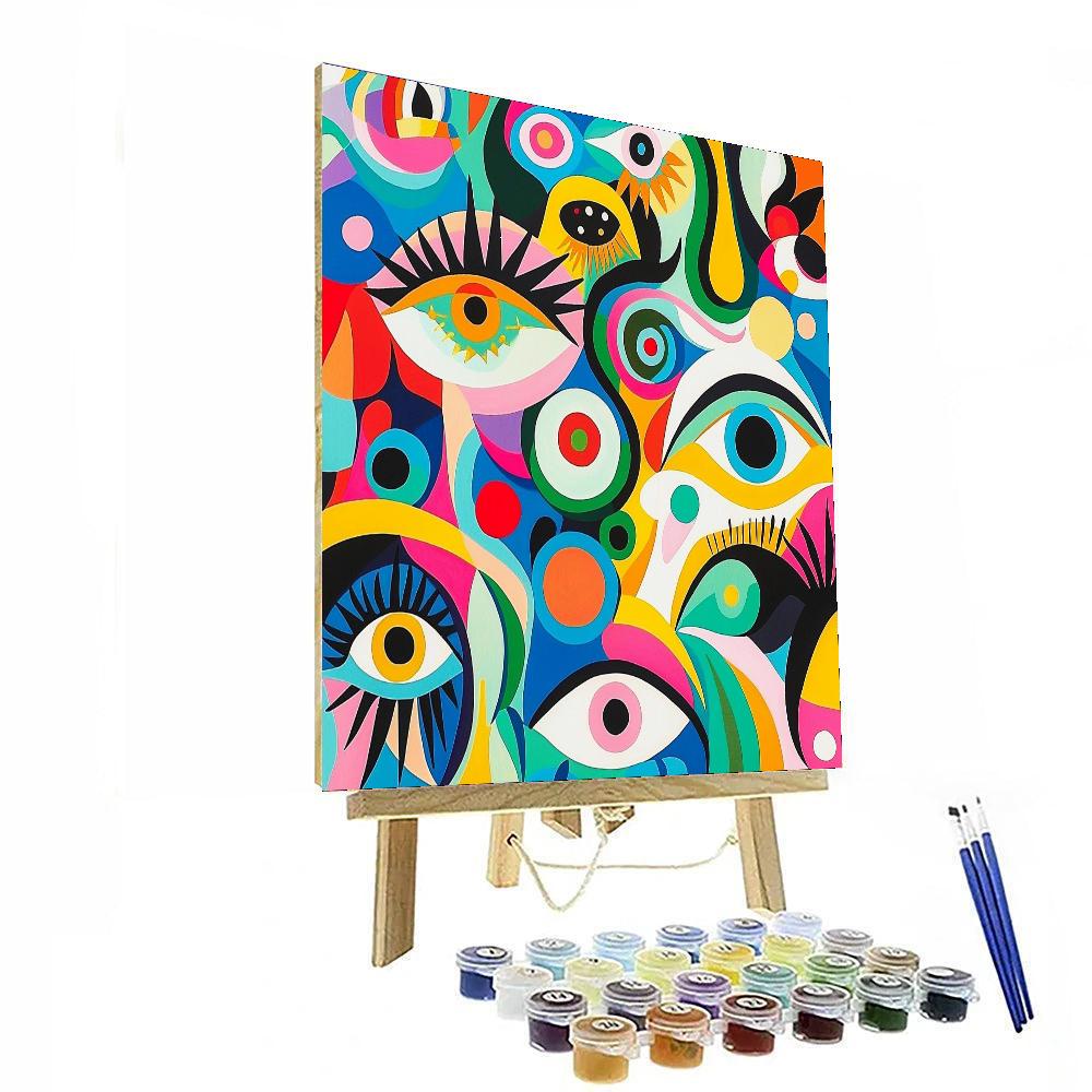 Joan Miró Inspired Mystic Symbols  Number Painting