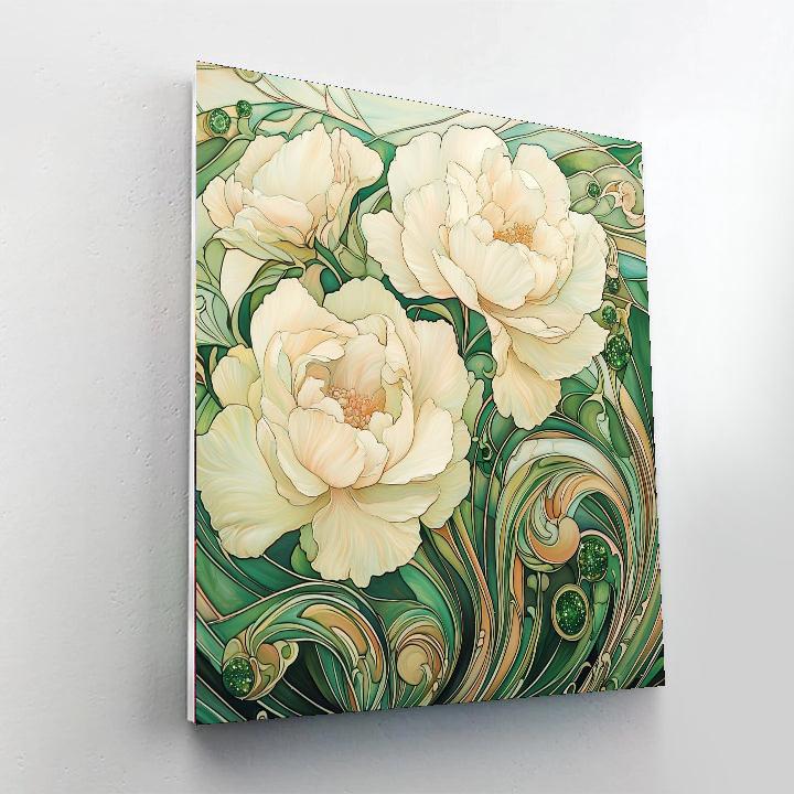 Alphonse Mucha Inspired Mystical Garden Reverie  Paint By Number