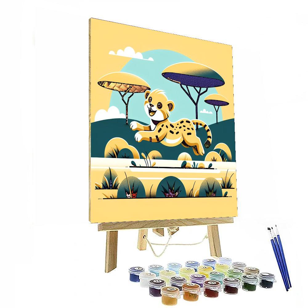 Chipper Cheetah Cub Paint By Numbers Art