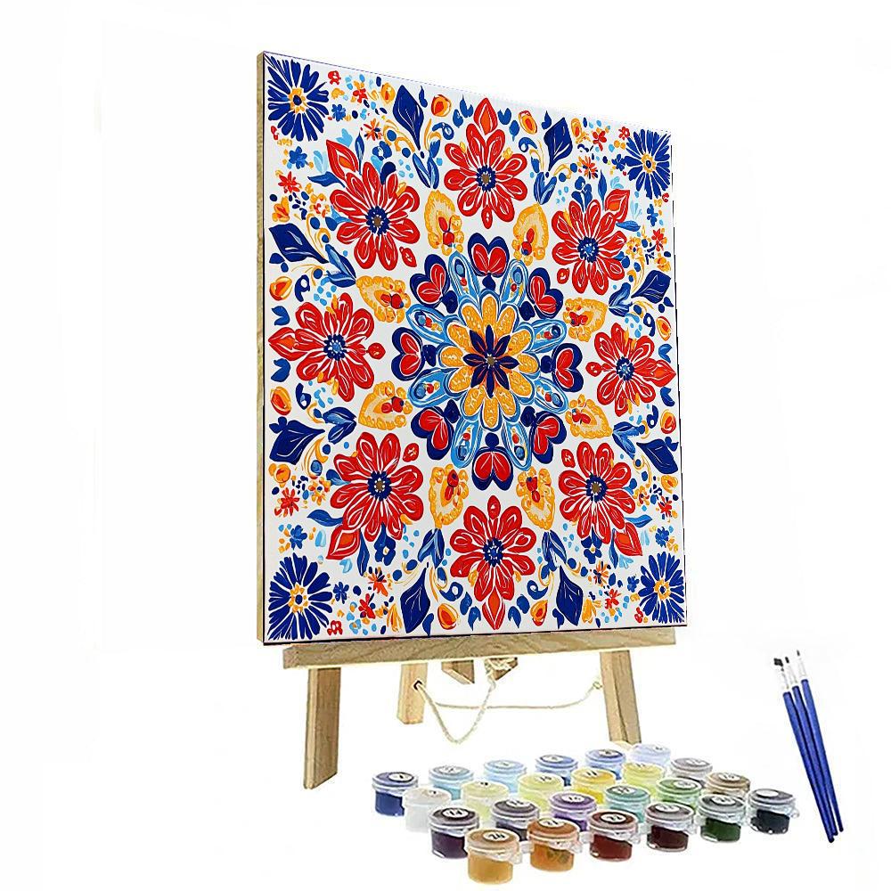 Traditional Indian Artists Inspired Vibrant Flower Mandala  Paint By Numbers
