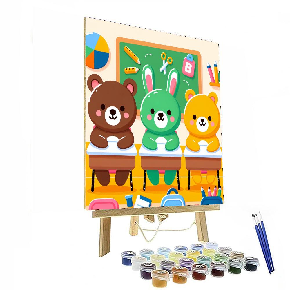 Joyful Animal School Painting By Numbers Kit