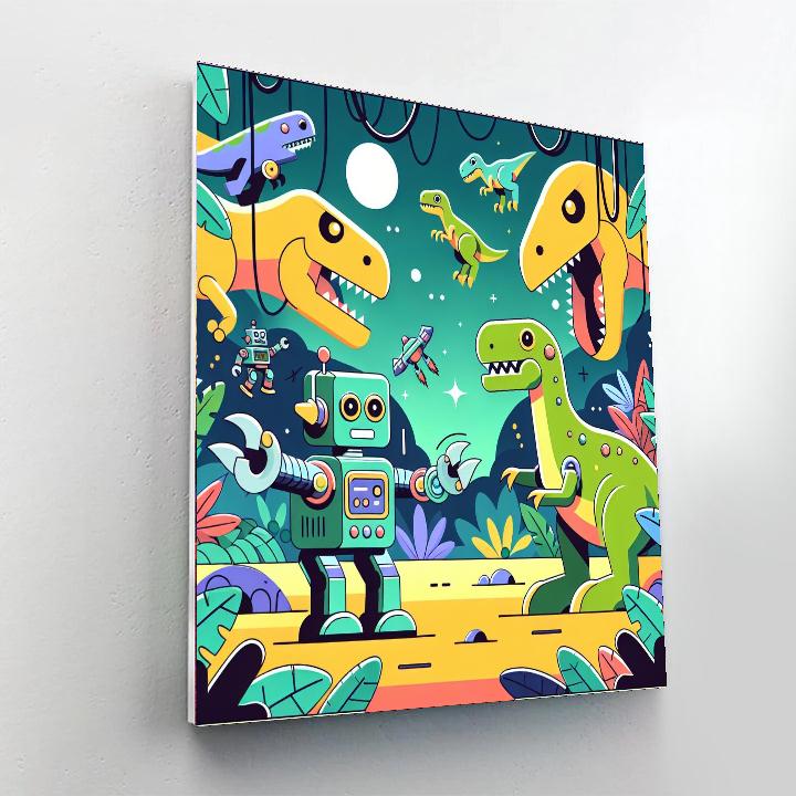 Robots Vs. Dinosaurs Painting Number Kit