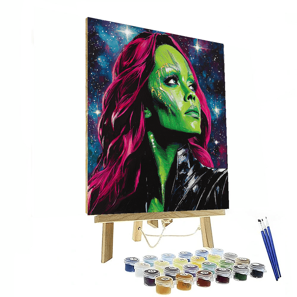 Zoe Saldana: Star-dusted Green Galaxies Painting Number Kit