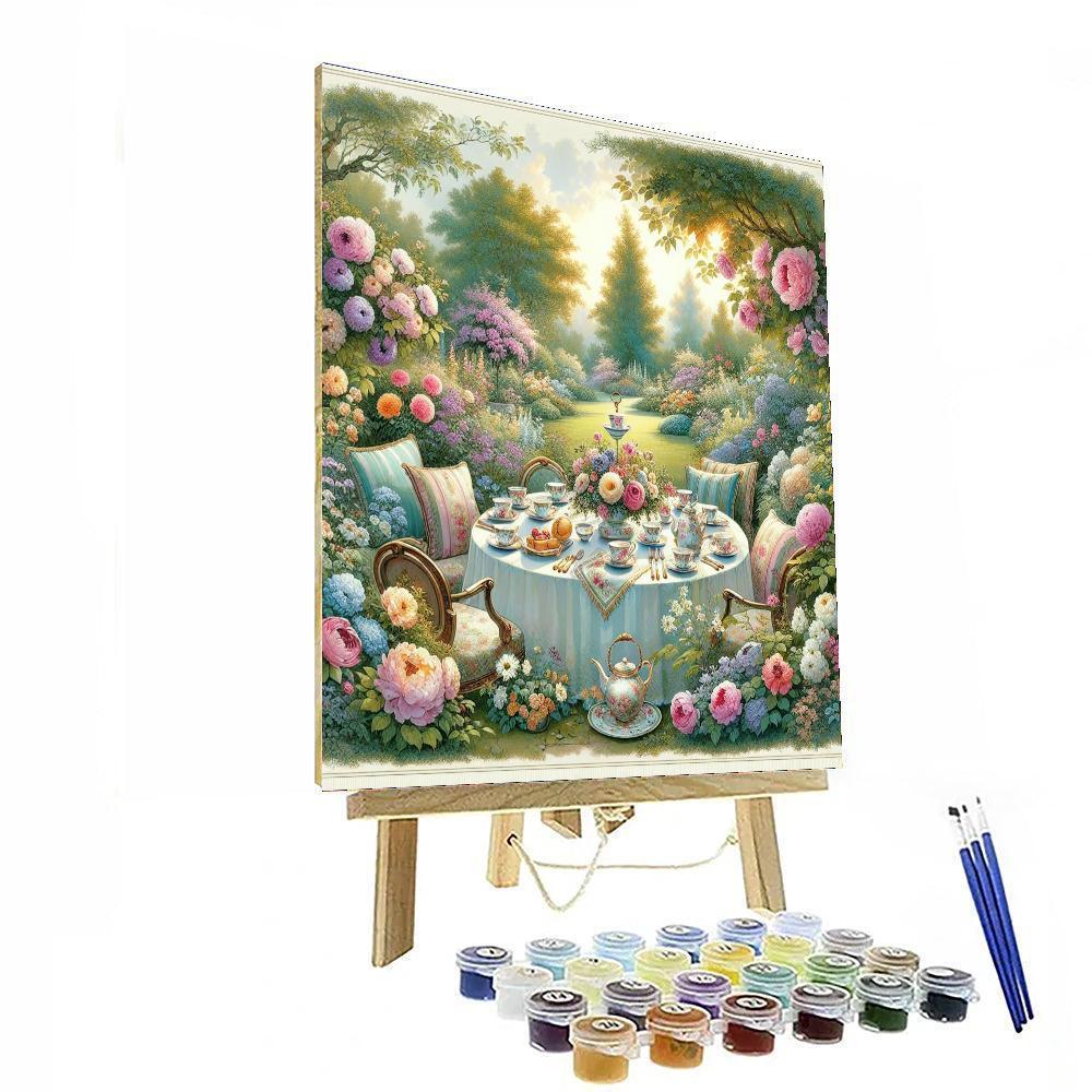 Picturesque English Tea Garden Painting Number Kit