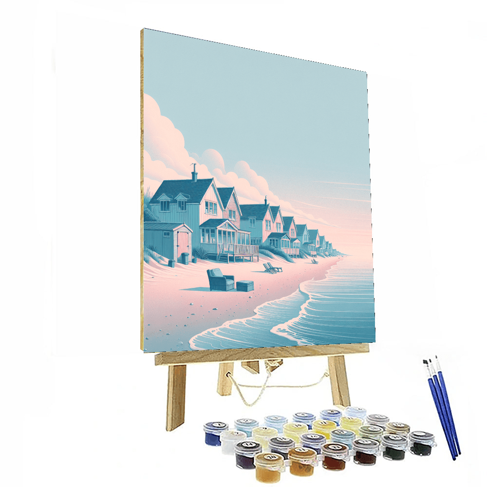 Charming Beachside Cottages Number Painting