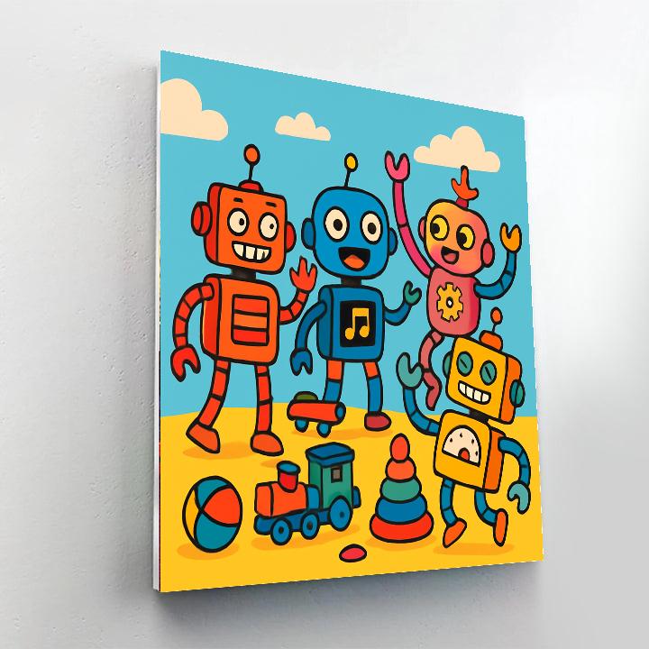 Funky Robots At Play Paint By Numbers Kits