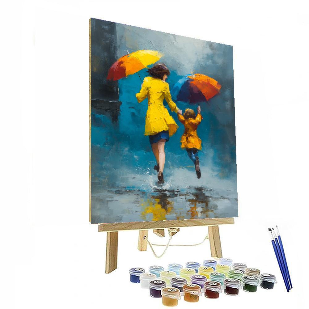 Dancing With Mom In The Rain Painting Number Kit