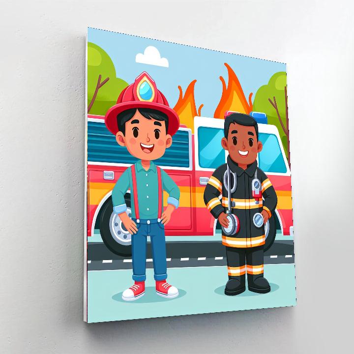 Friendly Firefighter Hero Painting Number Kit