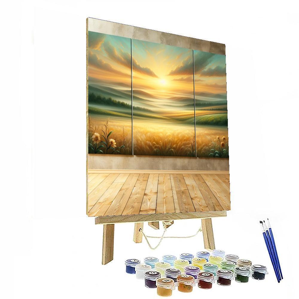 Golden Sunrise Over Fields Paint By Numbers Kits