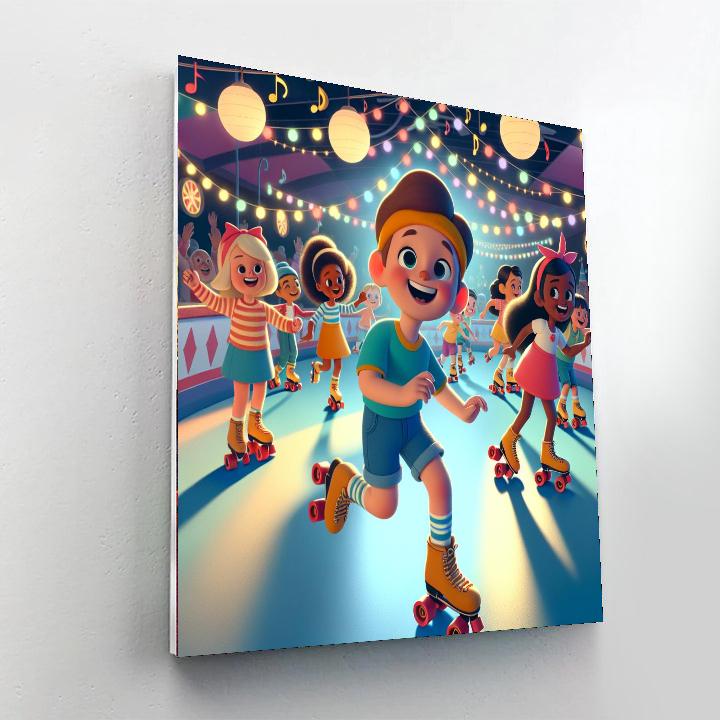 Retro Roller Skating Fun Paint By Numbers Art