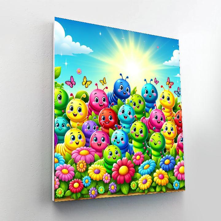 Colorful Caterpillars Number Painting