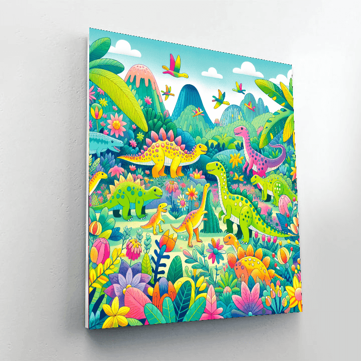 Whimsical Dinosaurs Paint By Numbers Art