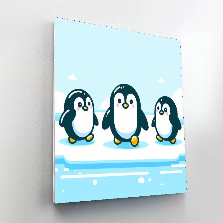 Penguin Parade On Ice Paint By Numbers Art