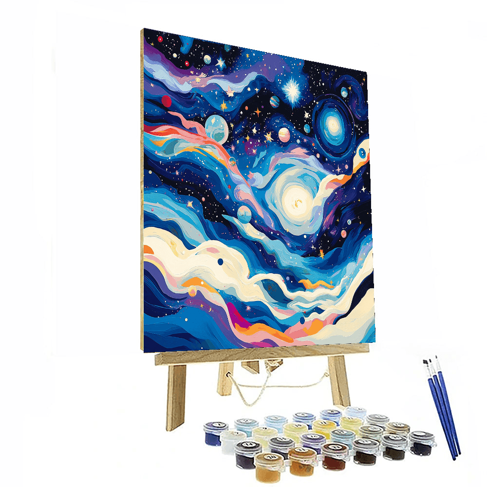 Pollock Inspired Abstract Cosmic Journey - DIY Painting By Numbers Kit