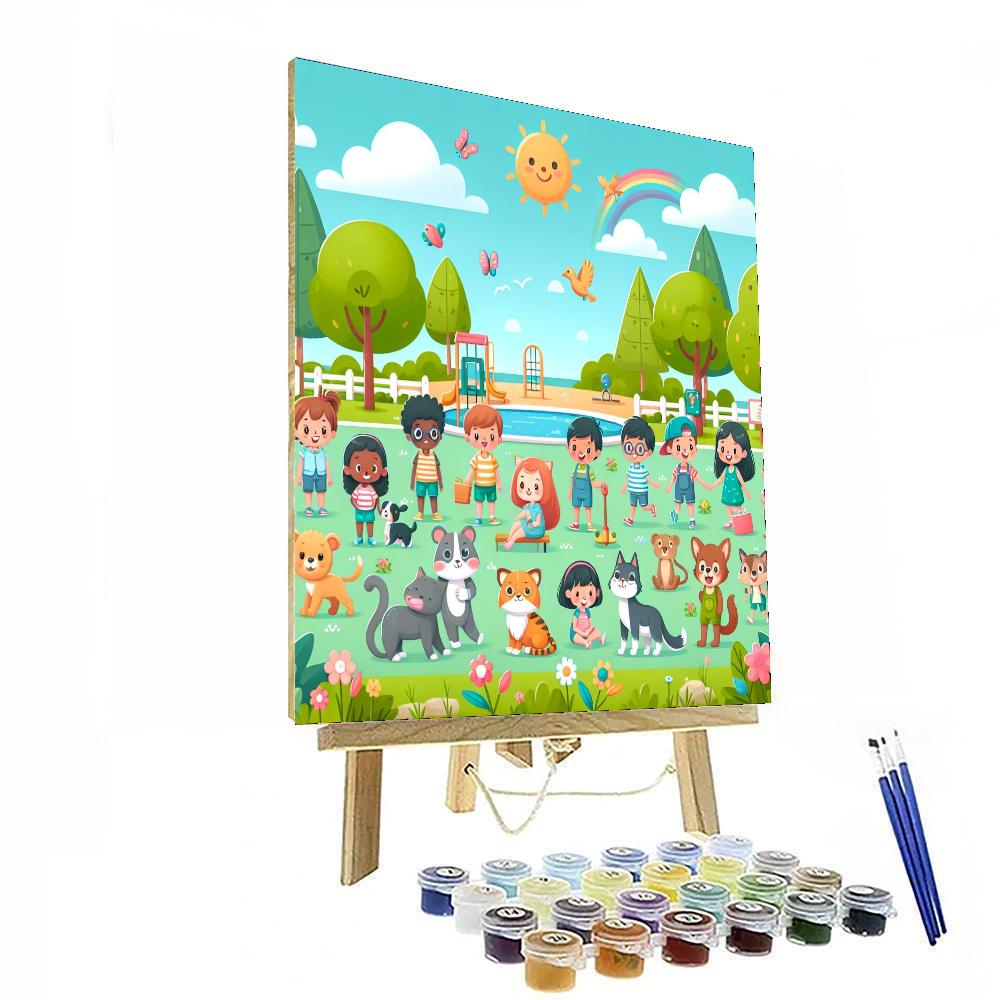 Friendly Neighborhood Park Paint By Numbers Art
