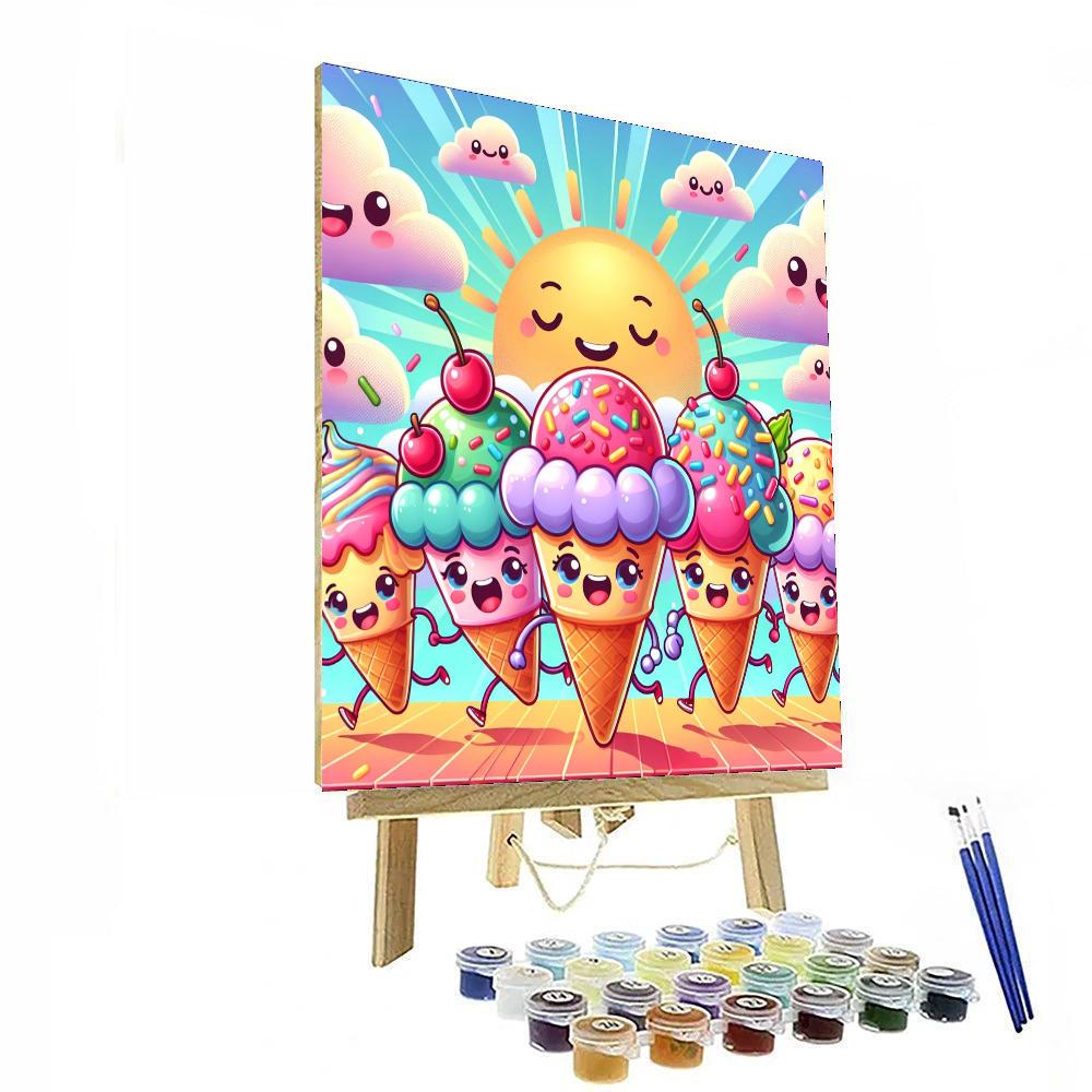 Joyful Ice Cream Parade Painting By Numbers Kit