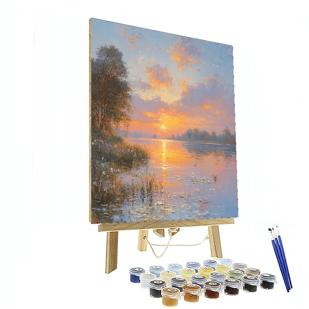 J.M.W. Turner Inspired Romantic Sunset Over the Lake - DIY Painting By Numbers Kit