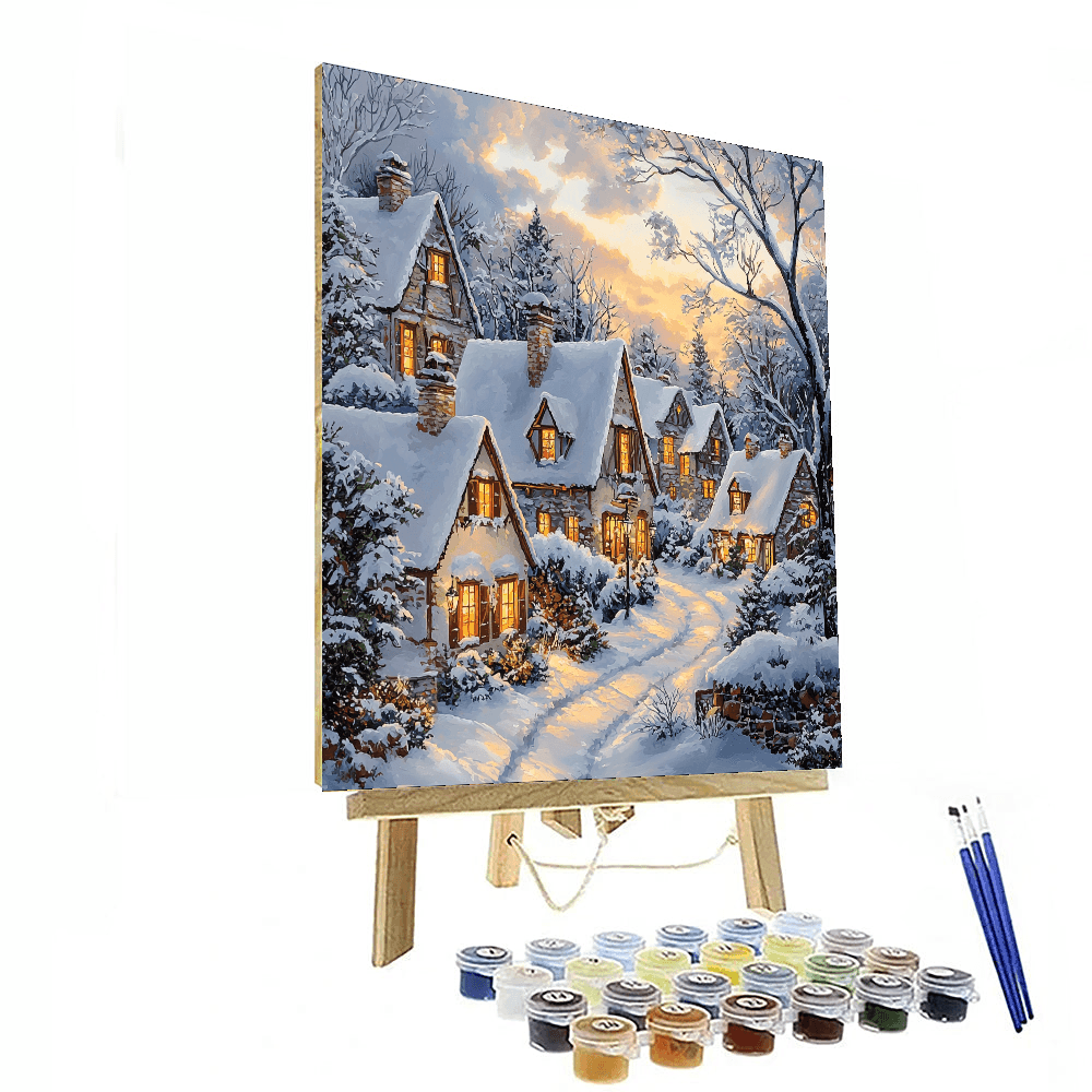 Thomas Kinkade Inspired Illuminated Winter Wonderland  Paint By Color