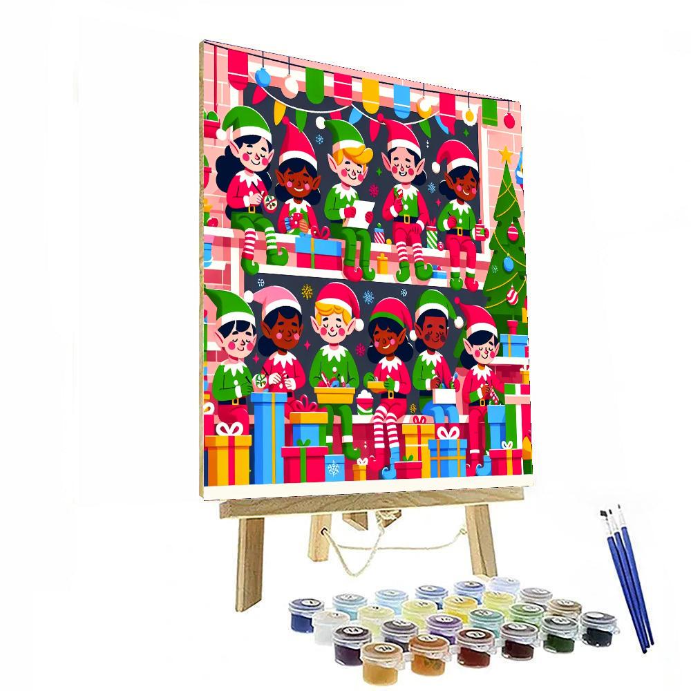 Cheery Holiday Elves Numbered Painting Kits