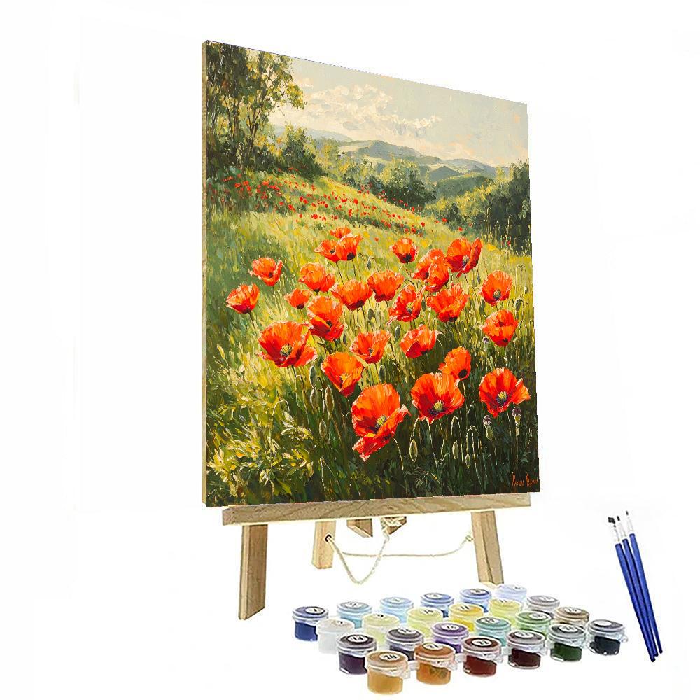 Pierre-Auguste Renoir Inspired Poppies In A Serene Meadow  Paint By Numbers Kits
