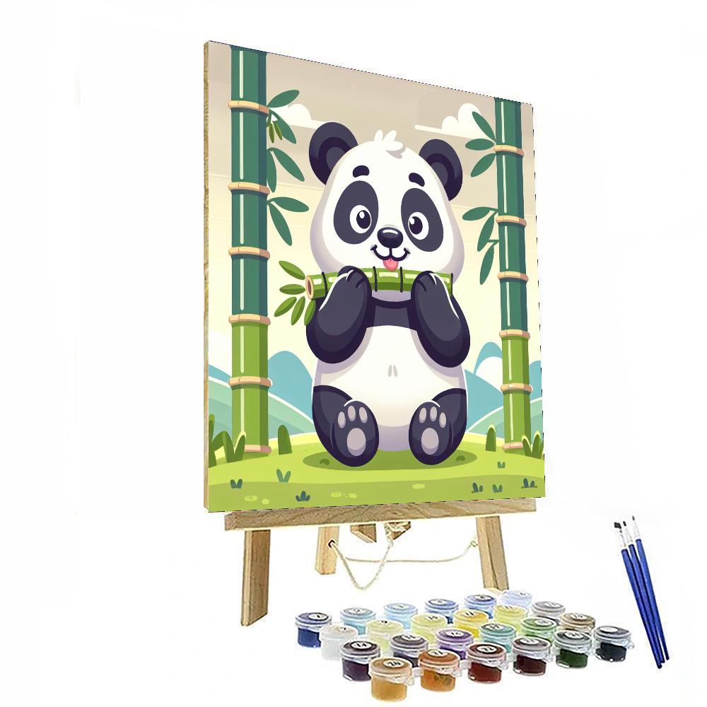 Panda's Bamboo Bliss Number Painting