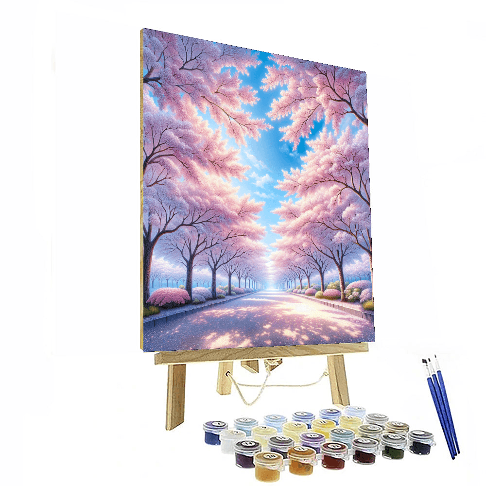 Radiant Cherry Blossom Lane Painting Number Kit