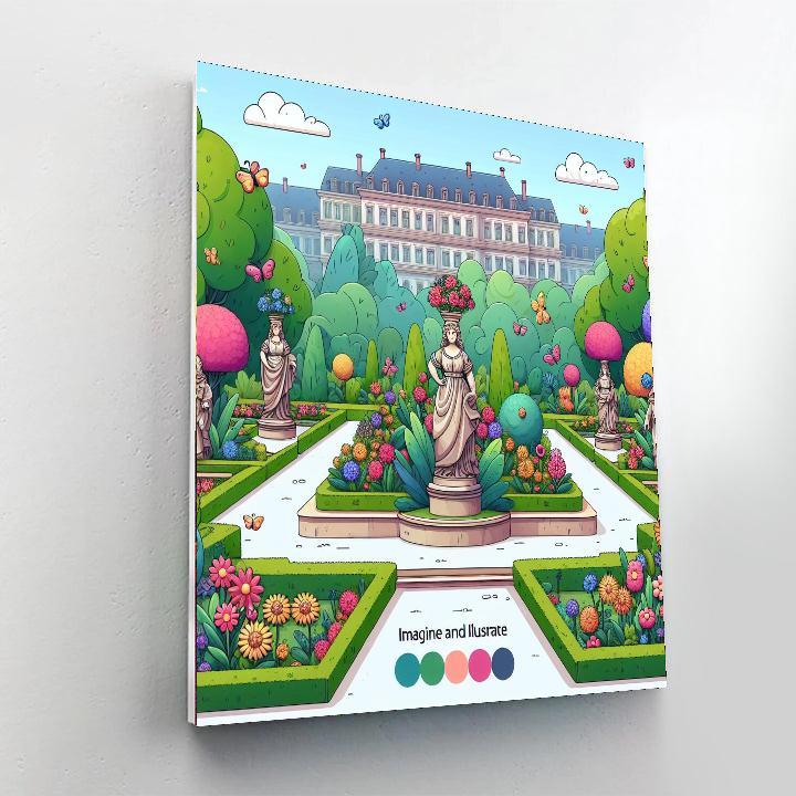 Royal Garden With Enchanted Statues Painting By Numbers Kit