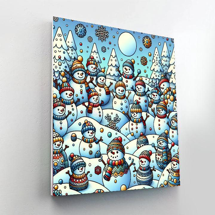 Whimsical Snowman Friends Paint By Numbers Art