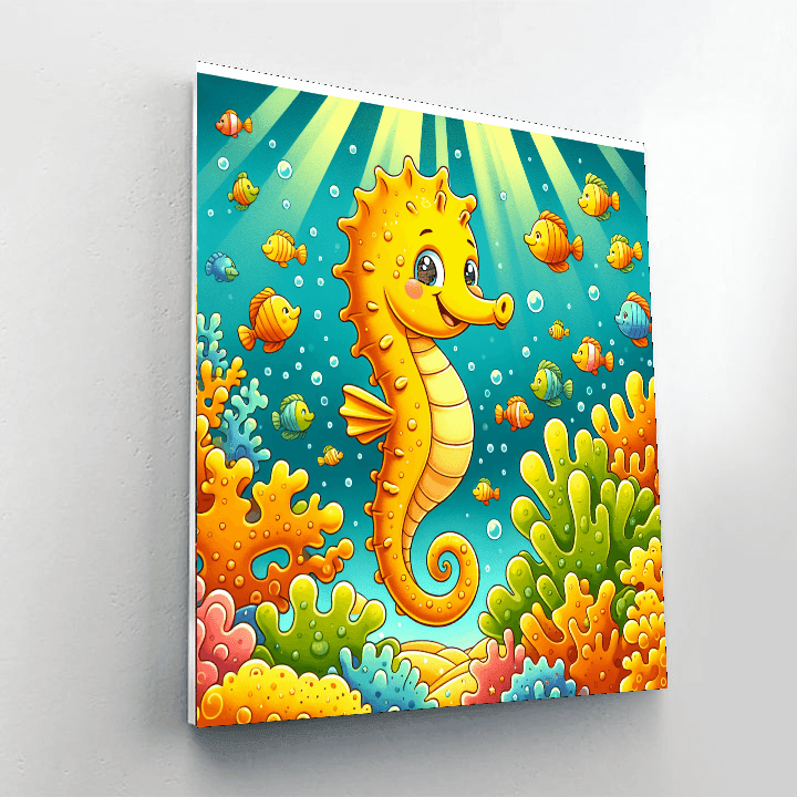 Sunny Seahorse Number Painting