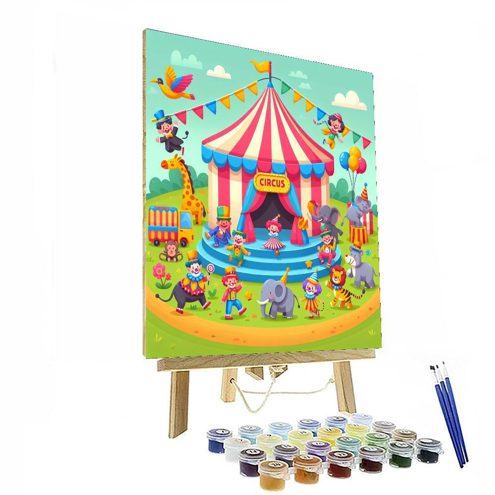 Playful Circus Scene Paint By Numbers Art