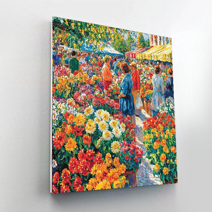Vincent Van Gogh Inspired Festive Flower Market  Number Painting