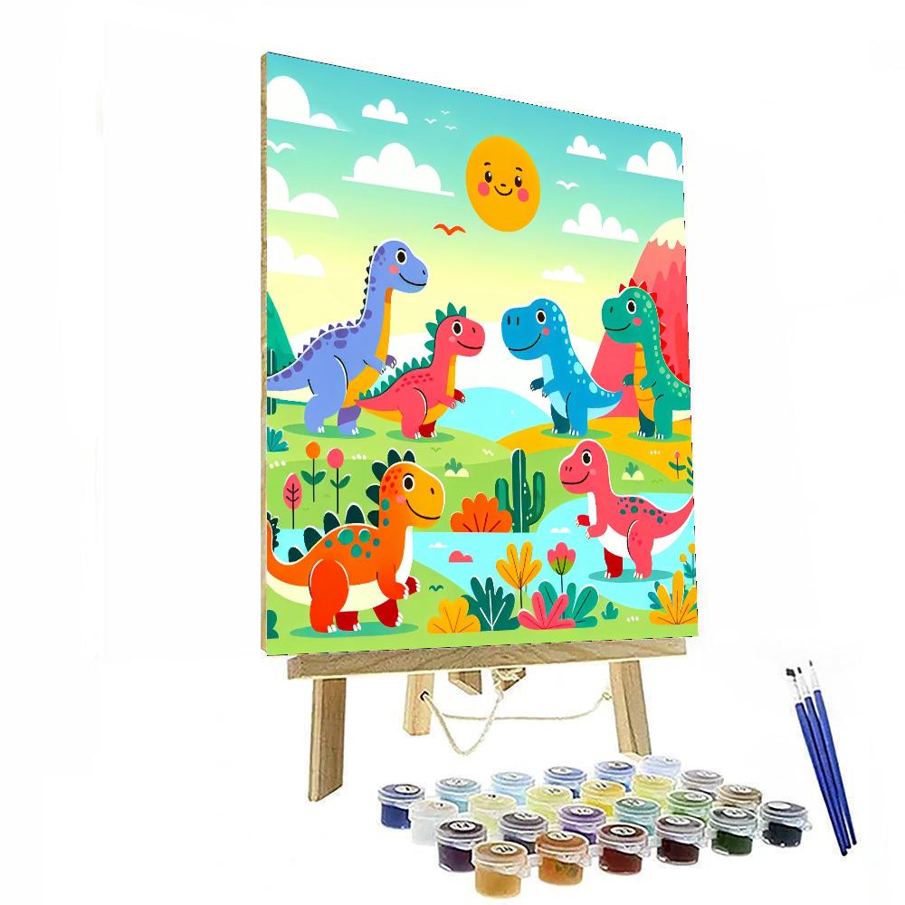 Friendly Dinosaurs In Adventureland DIY Paint By Numbers
