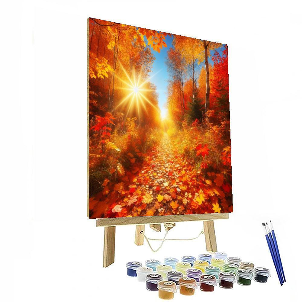 Sunlit Autumn Pathway Paint By Numbers Art