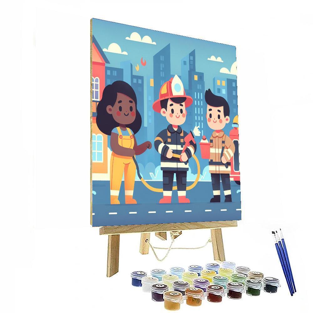 Friendly Firefighter Crew Painting By Numbers Kit