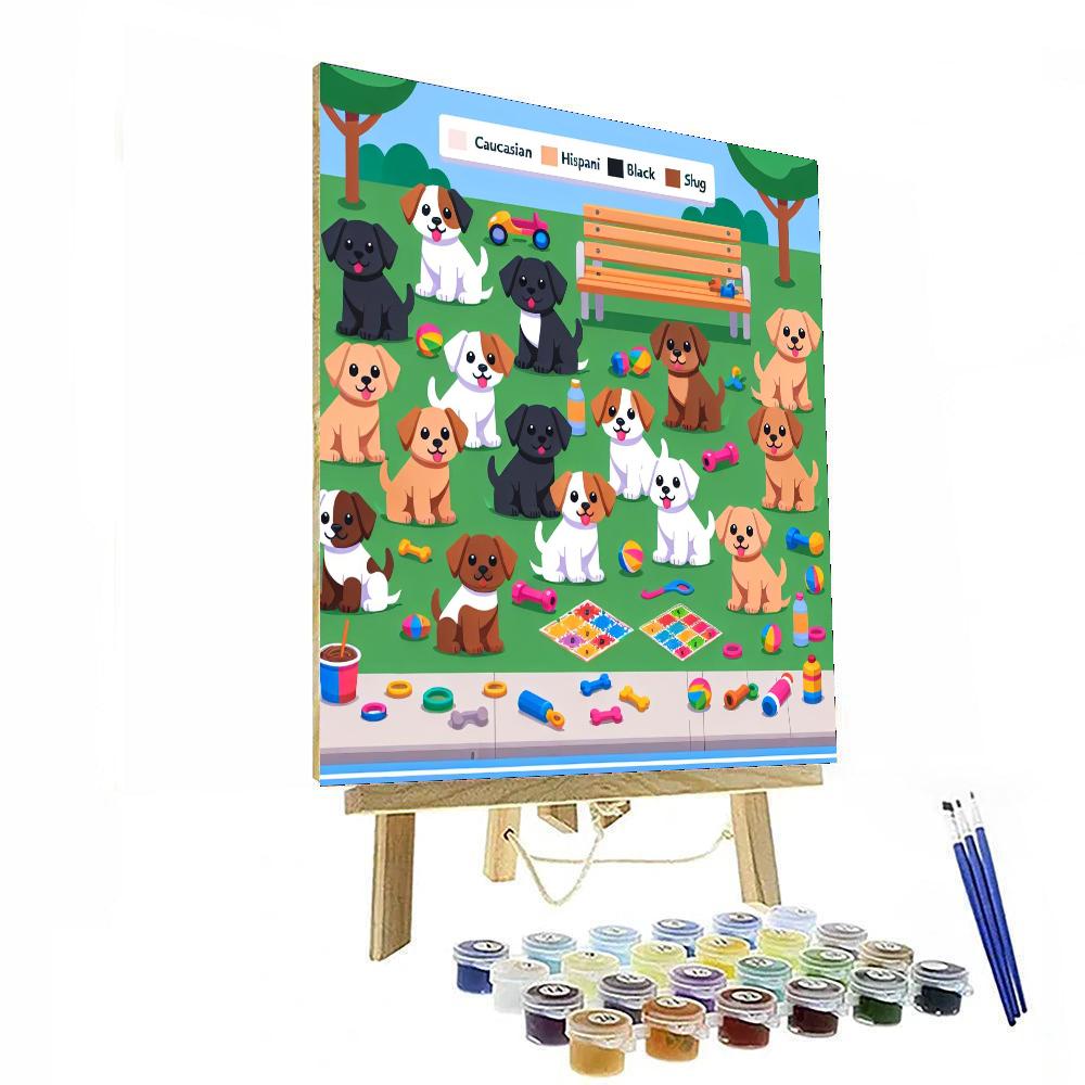 Puppy's Playful Park Day Painting Number Kit
