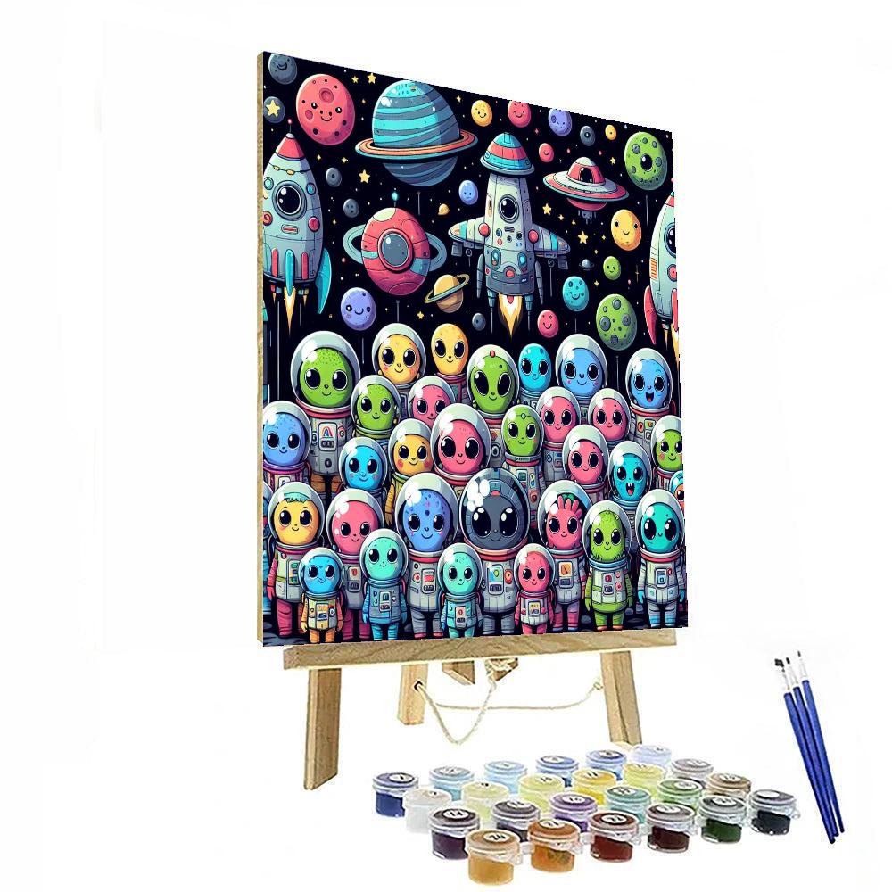 Space Aliens Painting By Numbers Kit