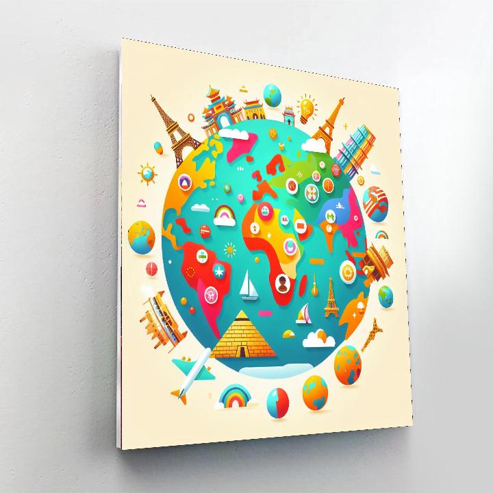 World Explorer Map Number Painting