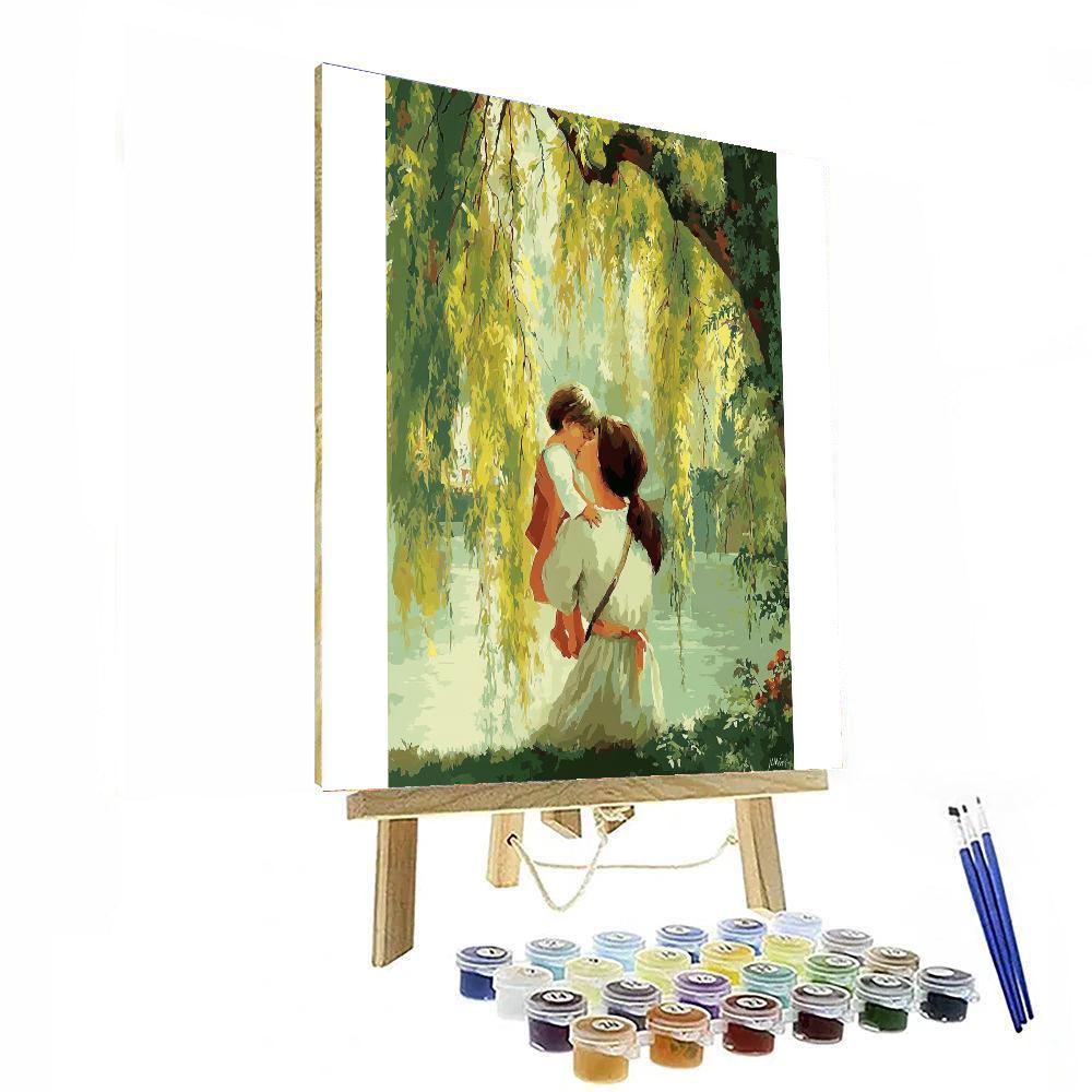 A Mother's Embrace Under The Willow Paint By Number