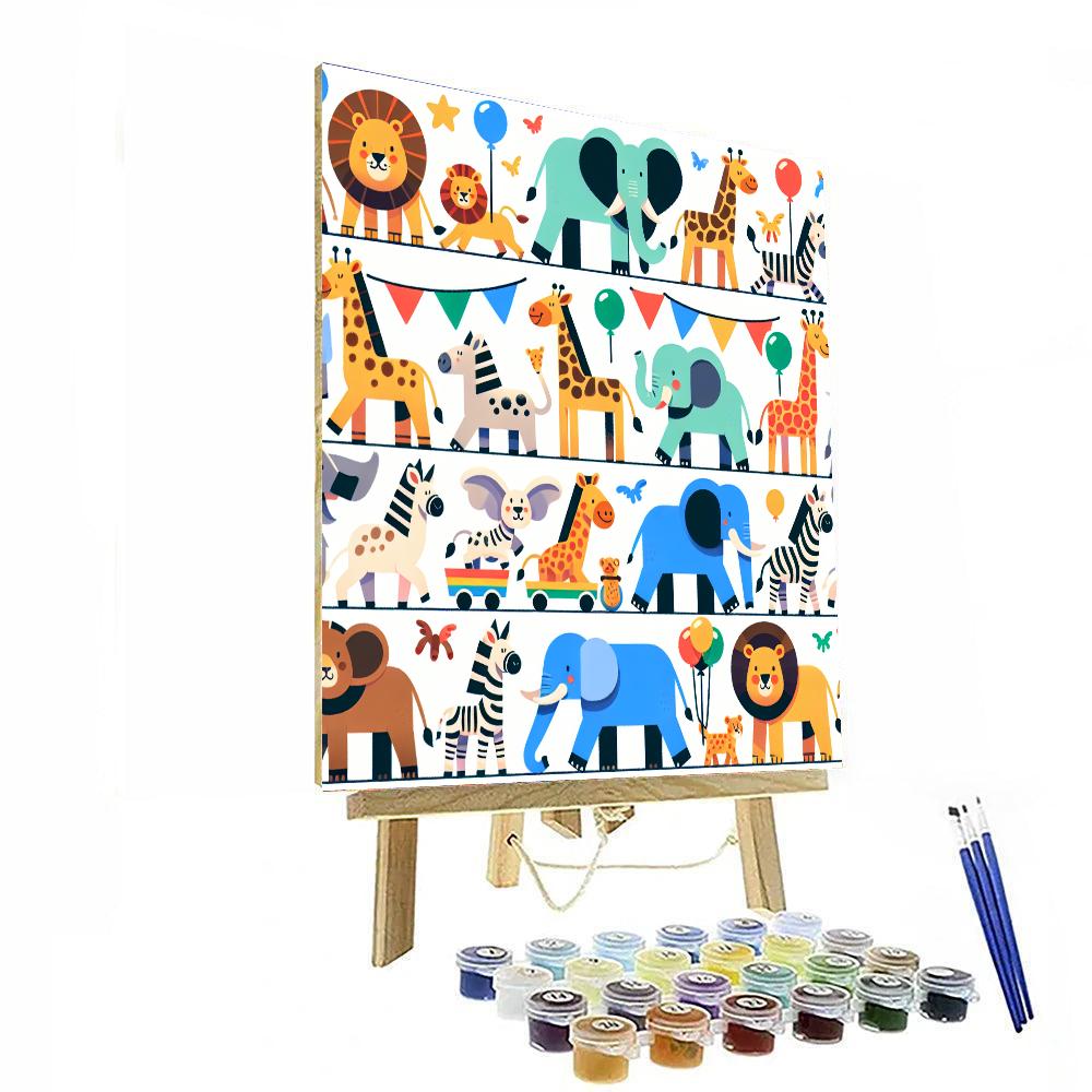 Lively Safari Parade Painting By Numbers Kit