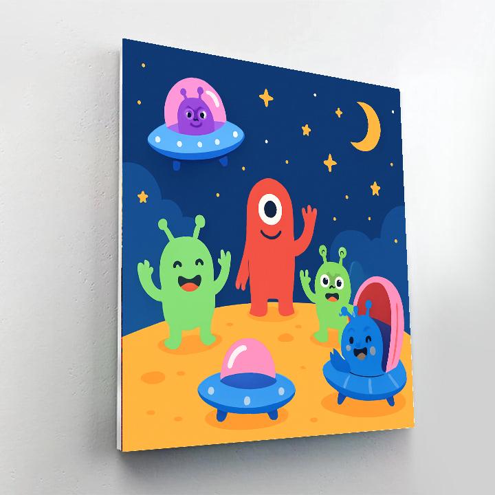 Friendly Galactic Visitors DIY Paint By Numbers