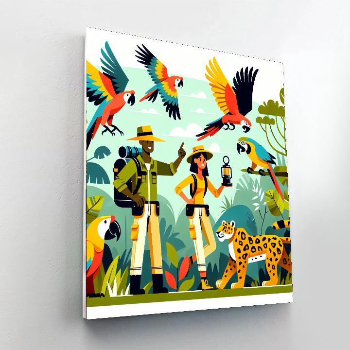 Jungle Expedition With Wild Animals Paint By Numbers Art