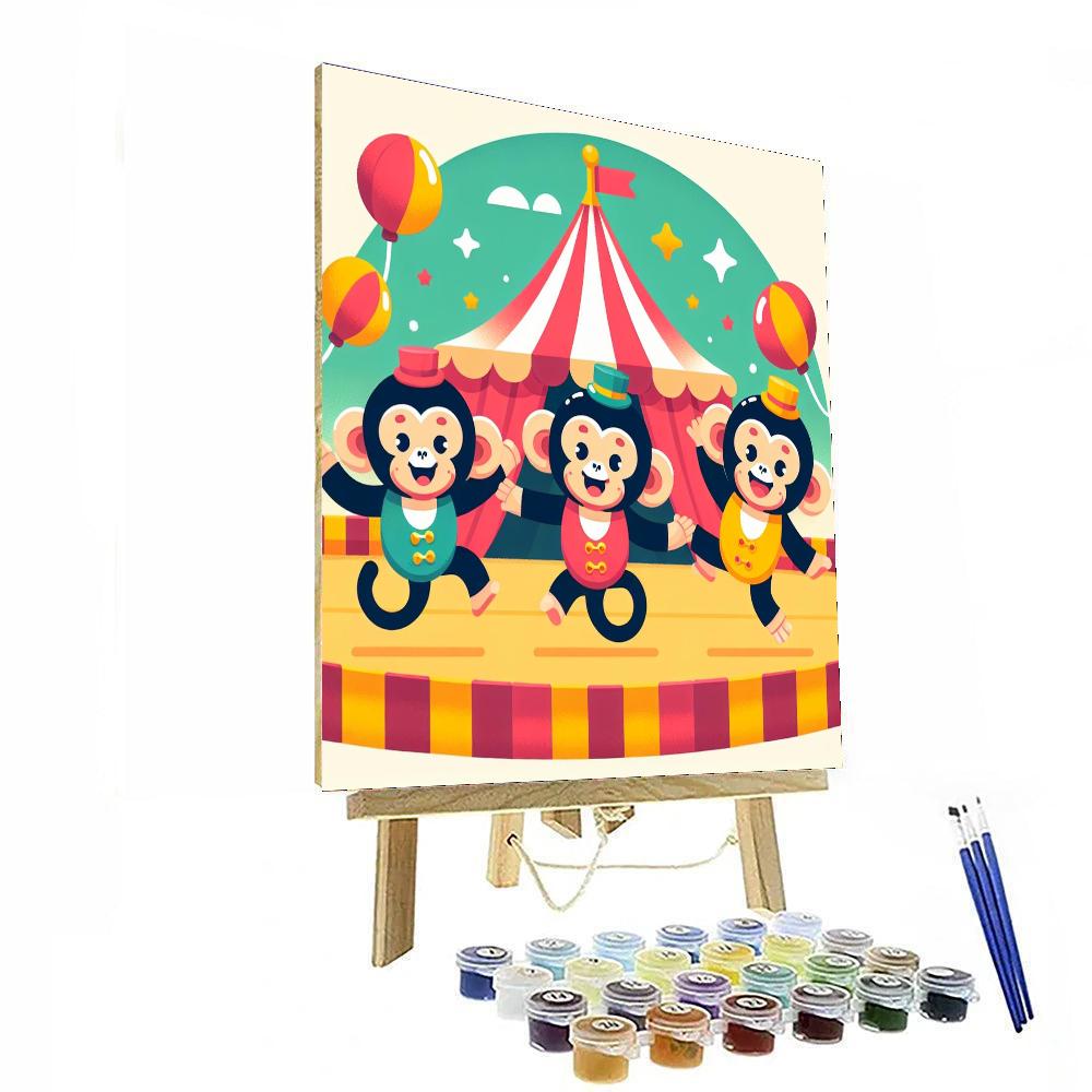 Charming Chimpanzee Circus Painting Number Kit