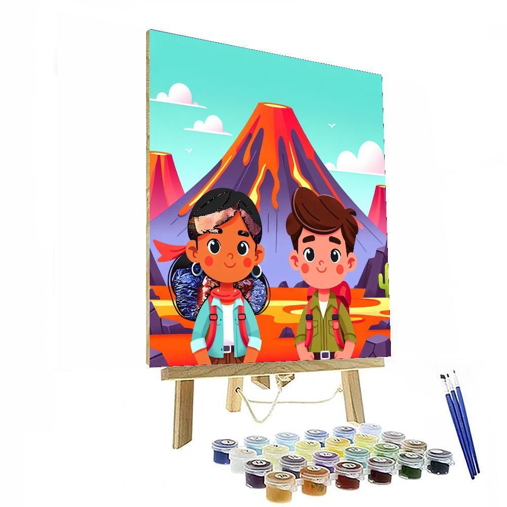 Vibrant Volcano Expedition Paint By Numbers Art