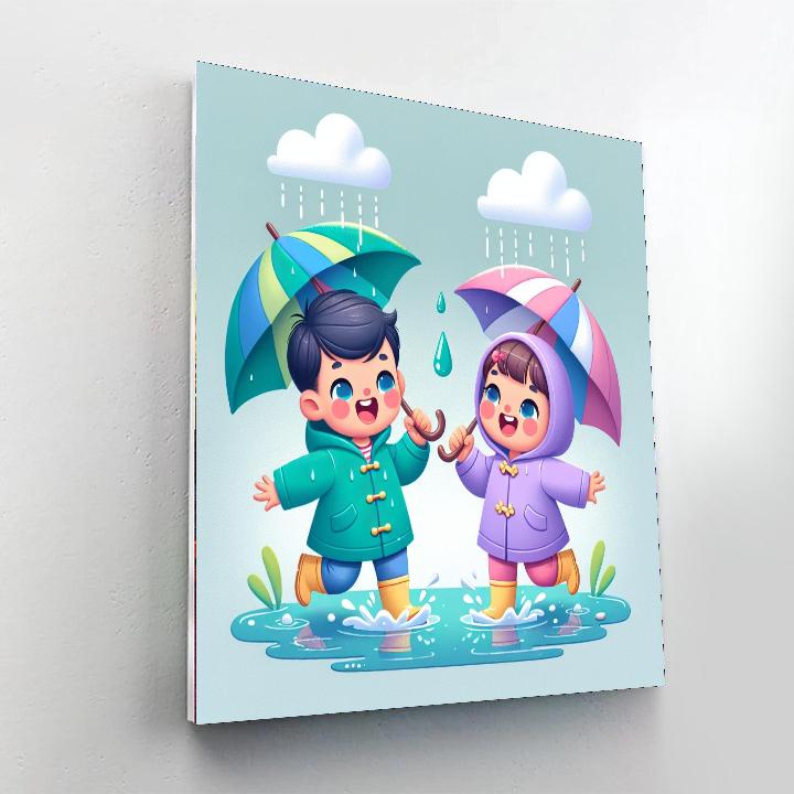 Cheerful Rainy Day Pals Numbered Painting Kits