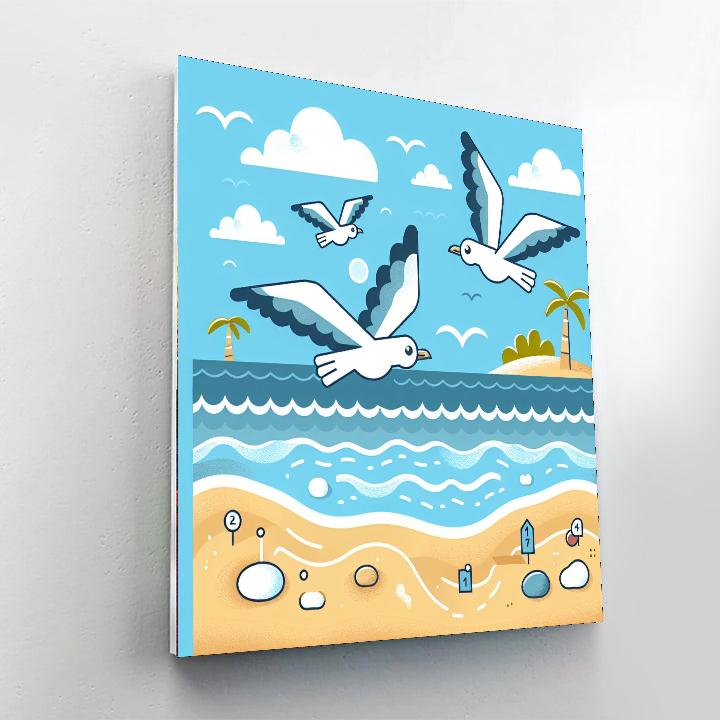 Spirited Seagull Soiree Number Painting