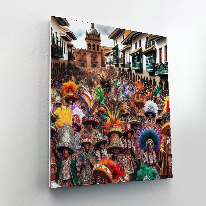 Feathered Hats Festival - Cuzco, Peru Paint By Numbers Kits